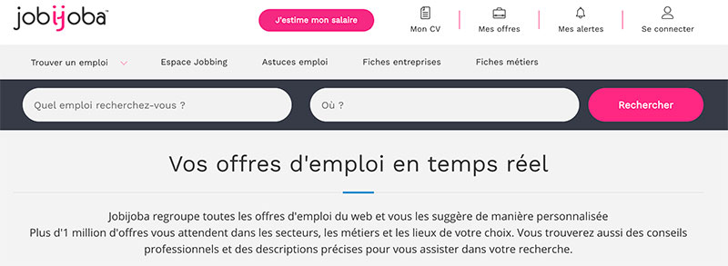 Site d'emploi : Jobijoba