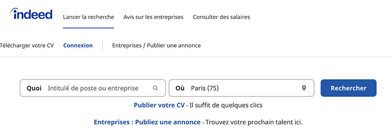 Site d'emploi : Indeed