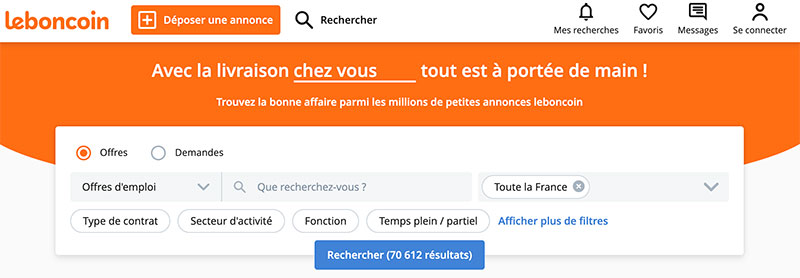 Site d'emploi : Le bon coin