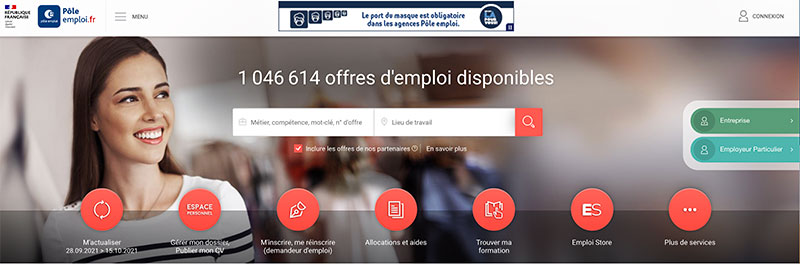 Site d'emploi : Pôle Emploi
