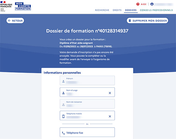 Renseignez les champs avant d